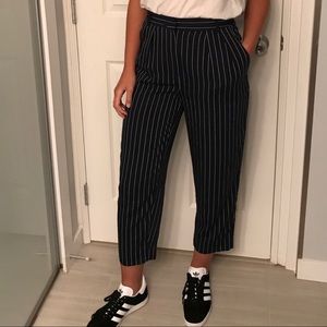 Aritzia Babaton Modesto Pants in Navy Blue with White Pinstripes Ankle Length